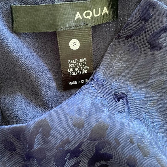 AQUA for BLOOMINGDALE'S Women's Navy Tonal Leopard Print Short Sleeve Dress sz S - Picture 6 of 6